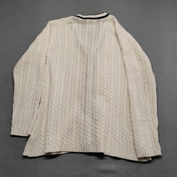 Vintage Loubella Extendables White Dk Blue knit cardigan sweater M - Picture 6 of 13